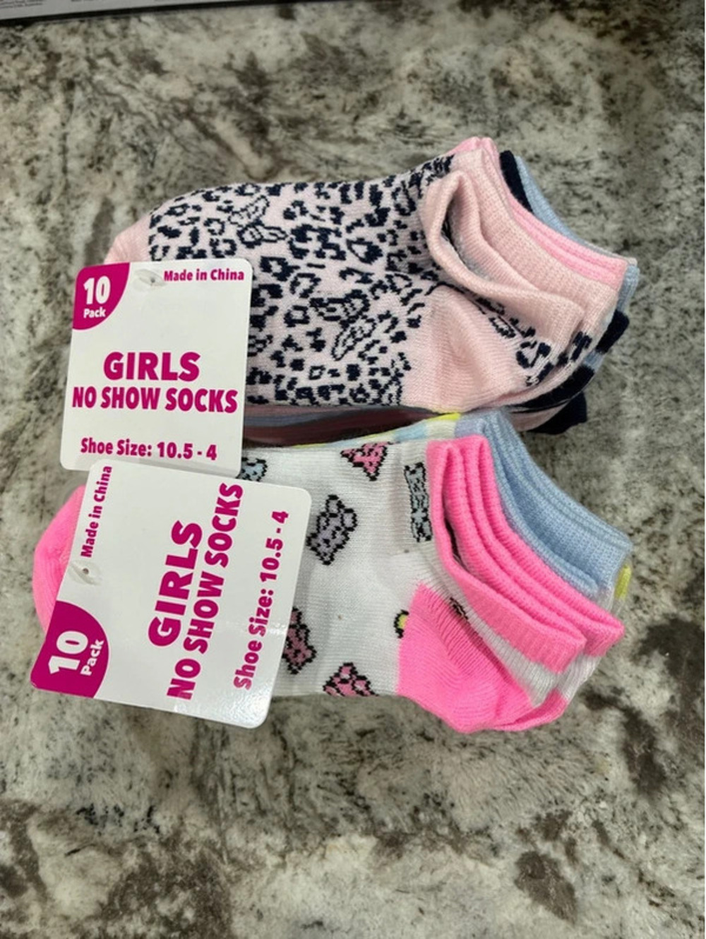 20 pair of Girls no-show socks, size 10.5- 4